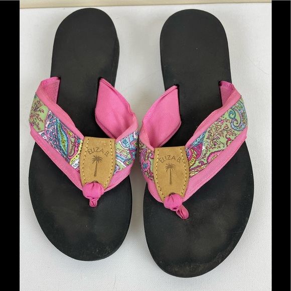 Eliza B Flip Flops Pink Paisley L 8 - Picture 1 of 7